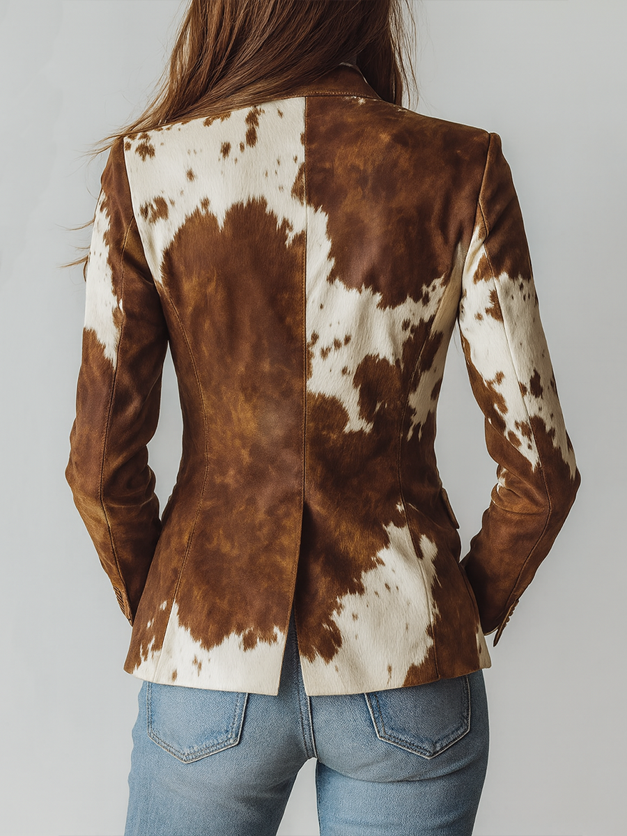 Margot - Cow Print Tailored Blazer