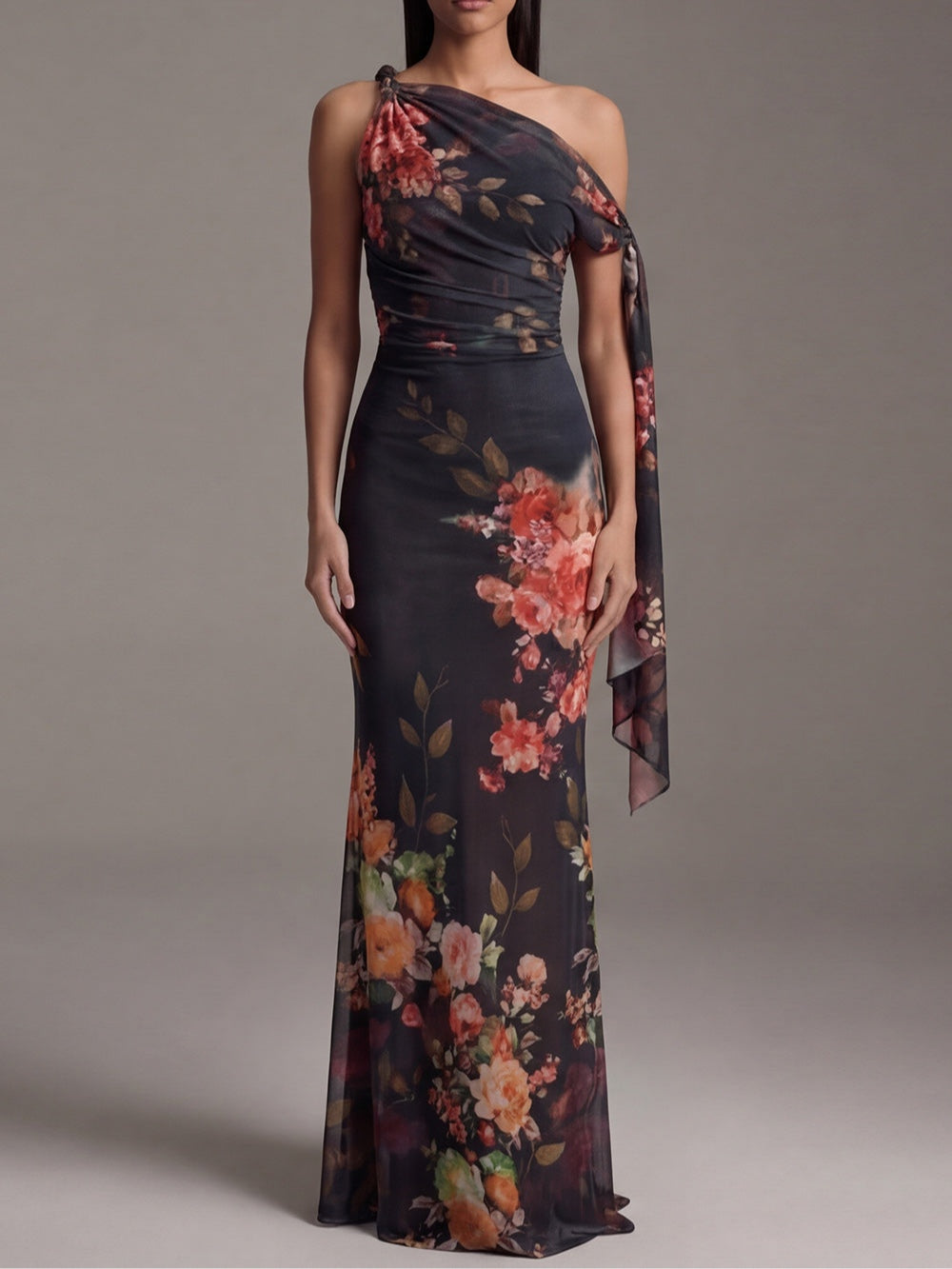 Genevieve - Floral One-Shoulder Maxi Dress