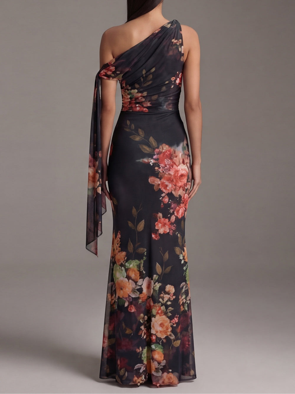 Genevieve - Floral One-Shoulder Maxi Dress