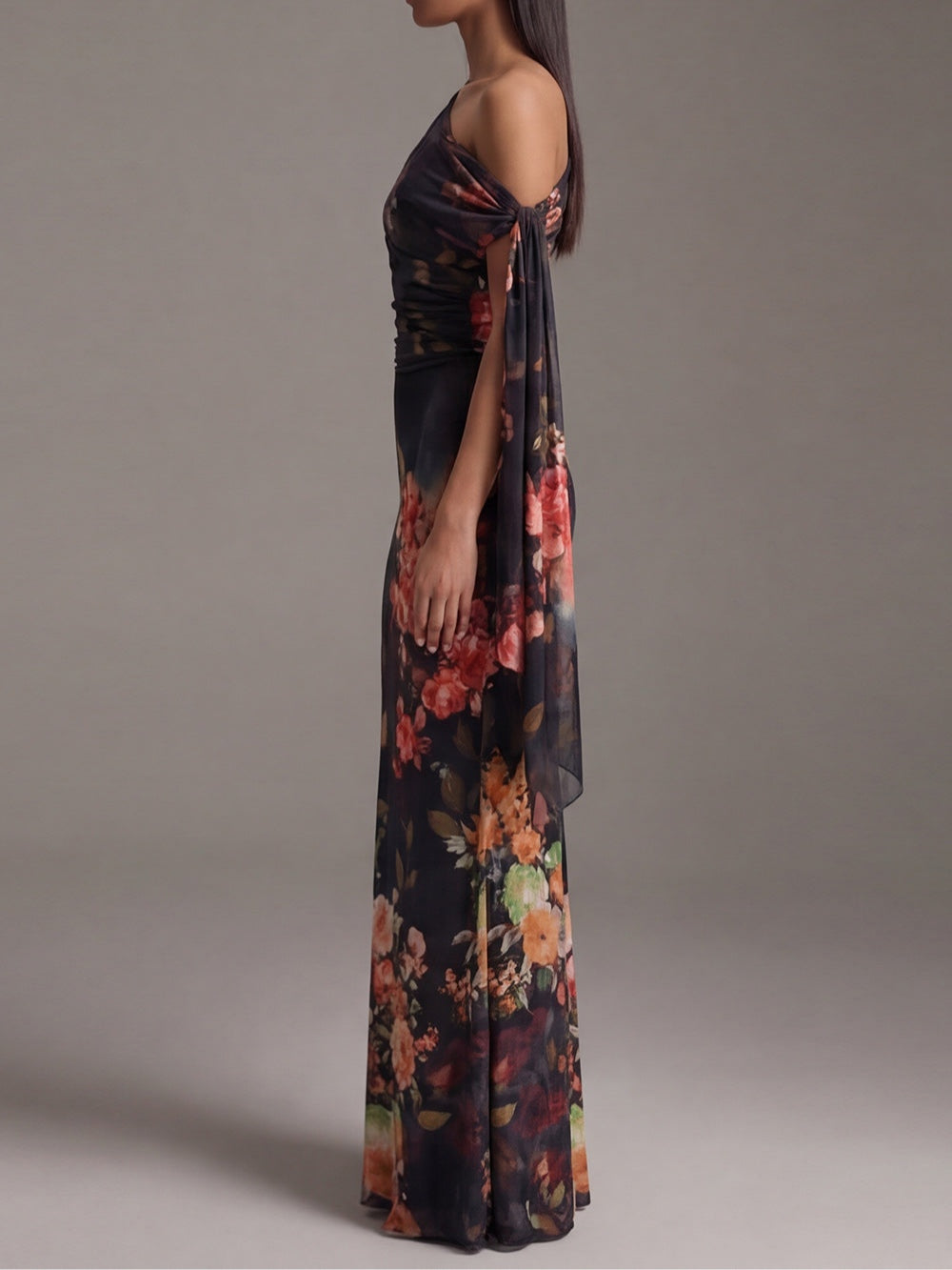 Genevieve - Floral One-Shoulder Maxi Dress
