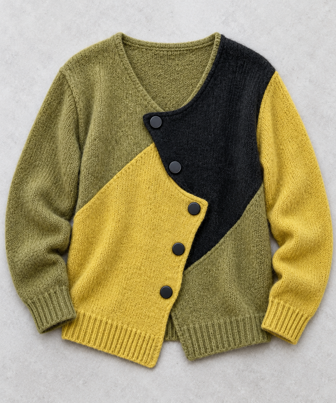 Elena | Asymmetric Colour-Block Knitted Jumper
