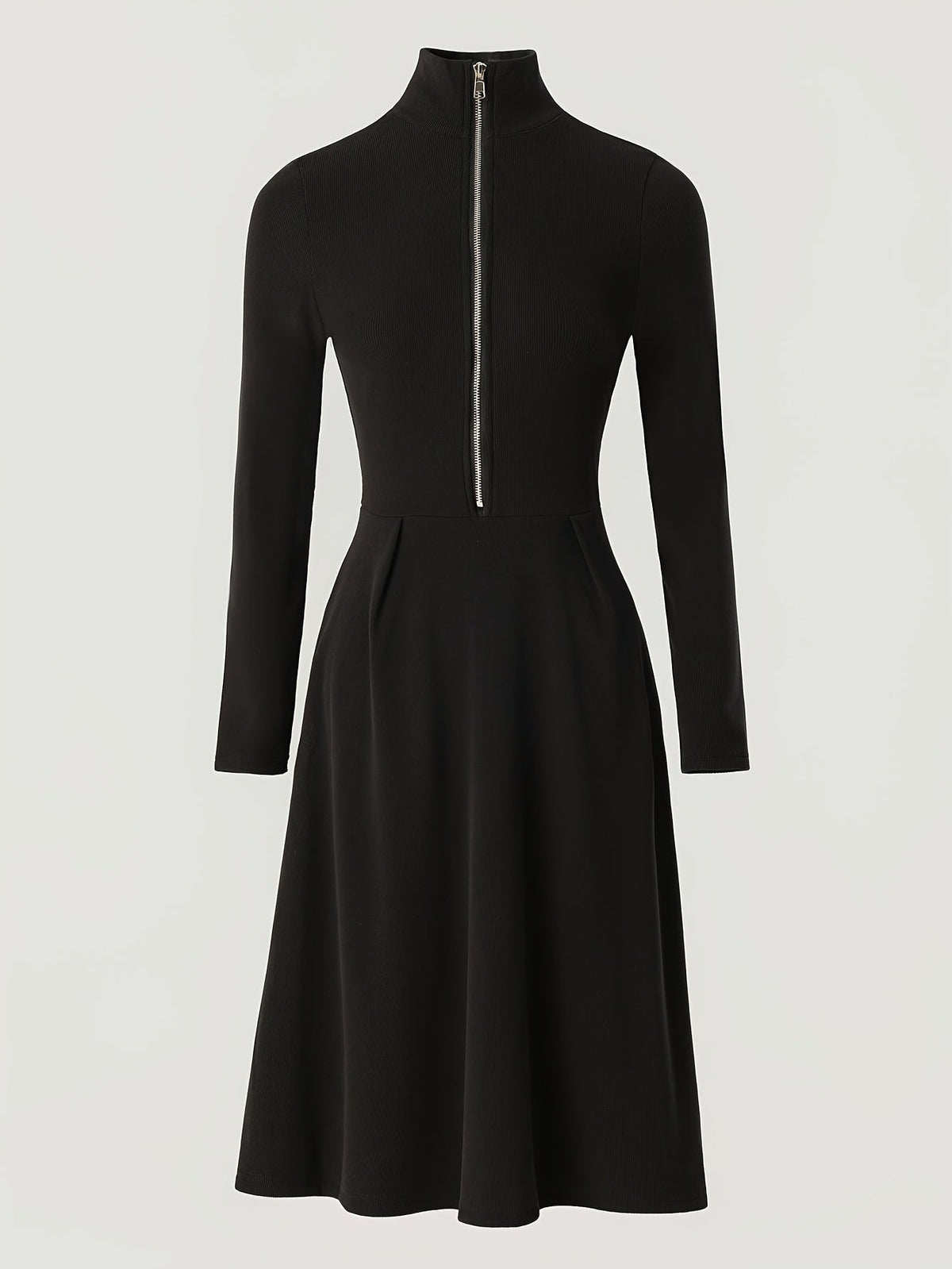 Felicity - Ribbed Knit Zip-Front Midi Dress