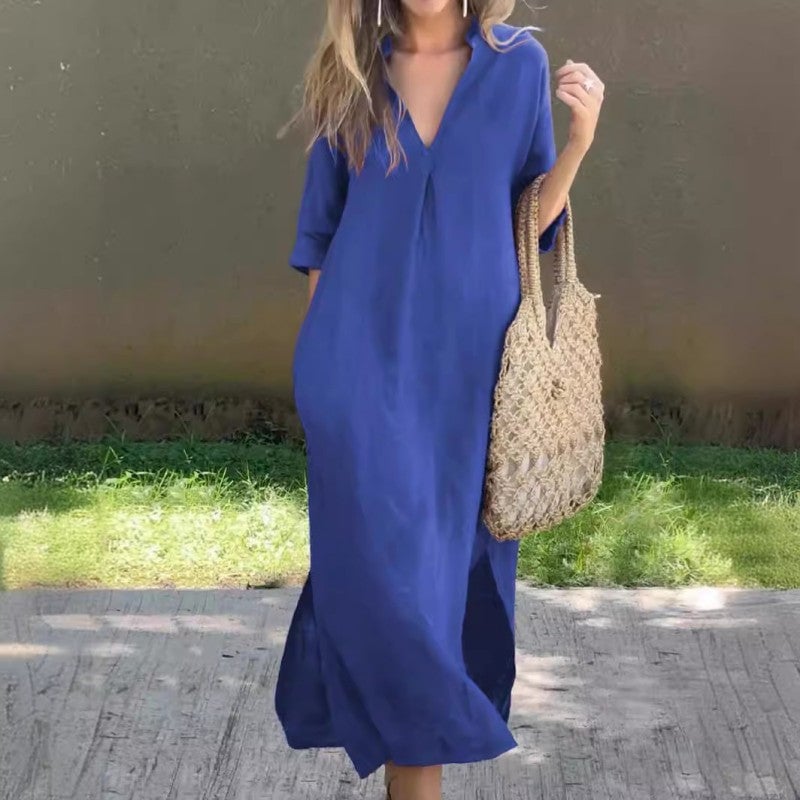 Vianne - Relaxed V-Neck Maxi Dress