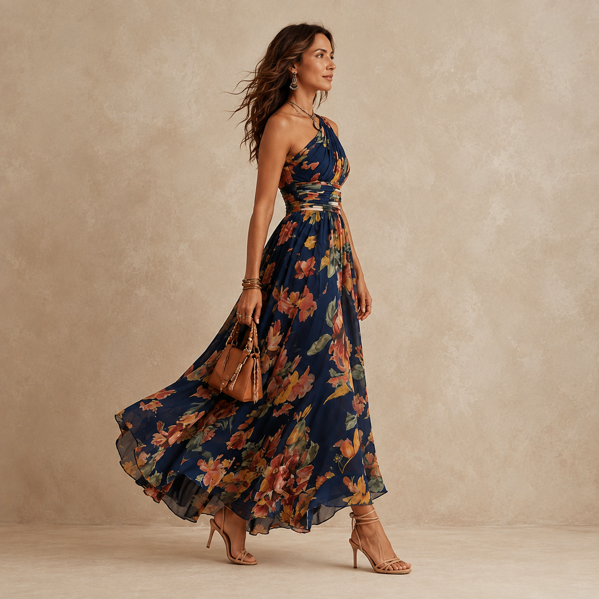 Oriana - One-Shoulder Floral Maxi Dress