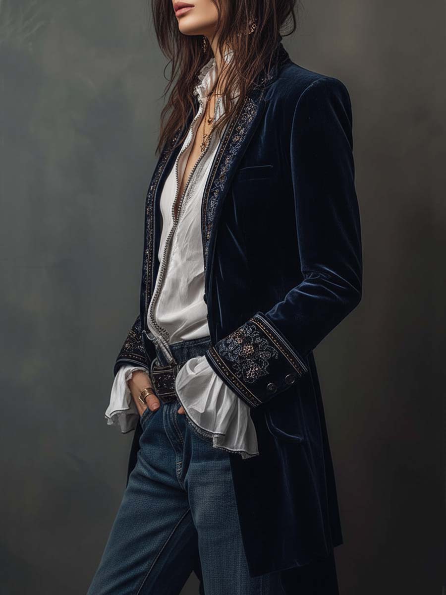 Rosamund - Embroidered Longline Jacket