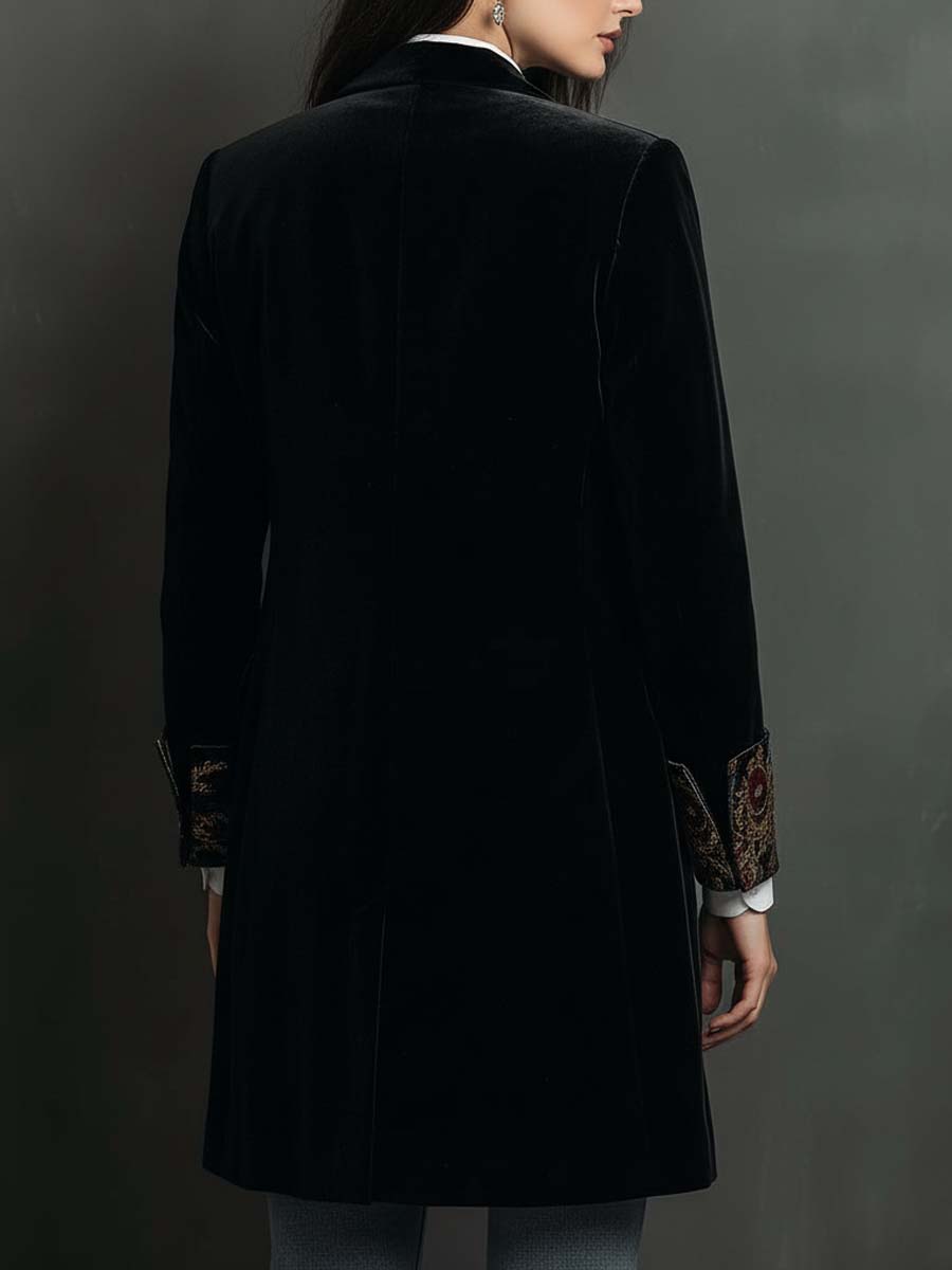 Penelope - Longline Baroque Trim Velvet Blazer