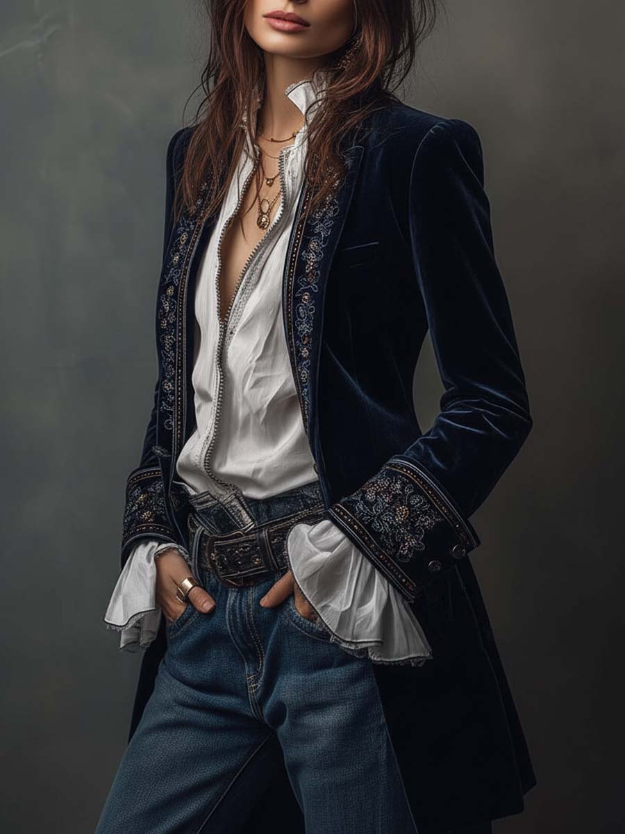 Rosamund - Embroidered Longline Jacket