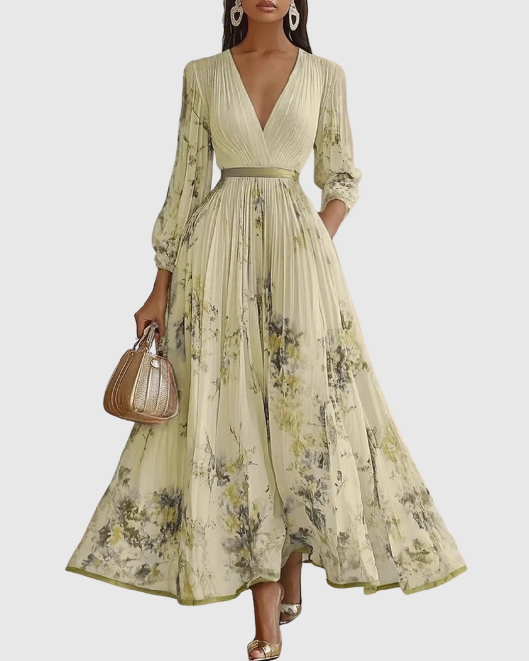Rowella - Elegant Pleated Maxi Dress
