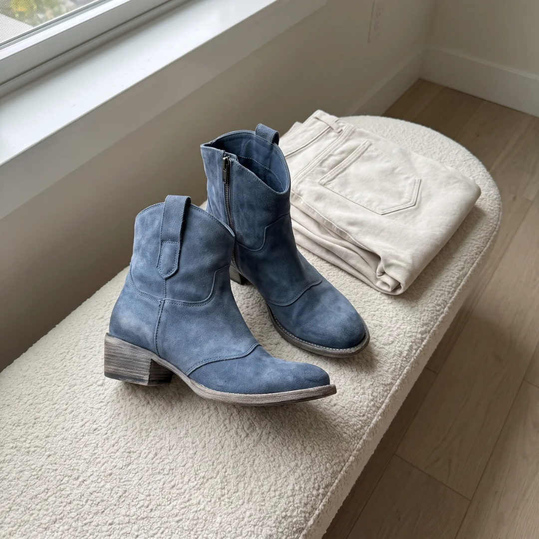 Josephine - Faux Suede Western Ankle Boots