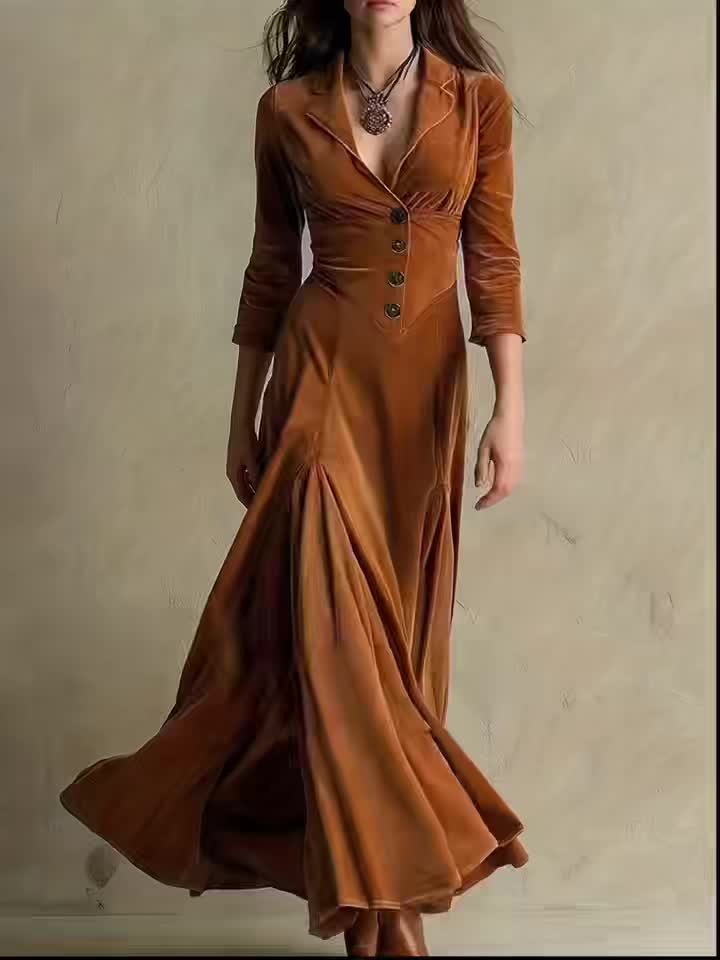 Beatrice - Collared Button-Front Maxi Dress