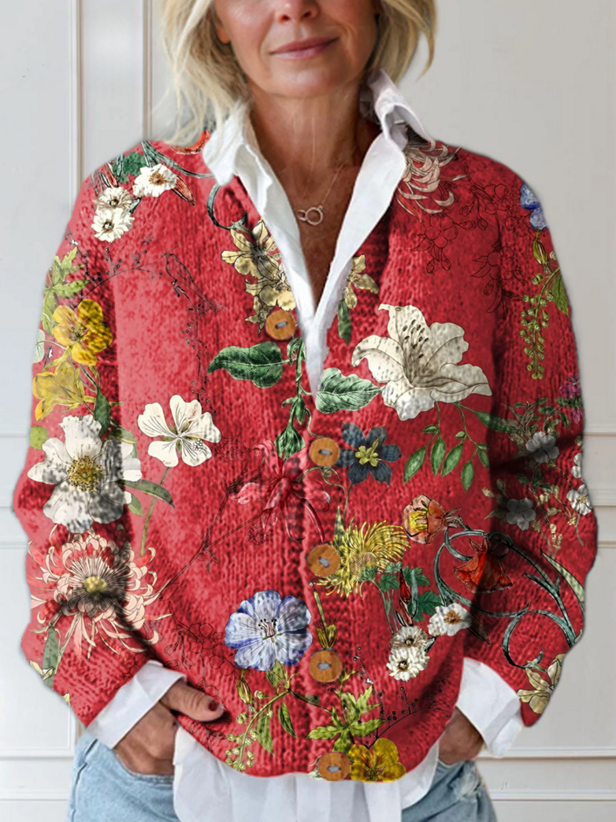 Chloe - Vintage Floral Cardigan Sweater