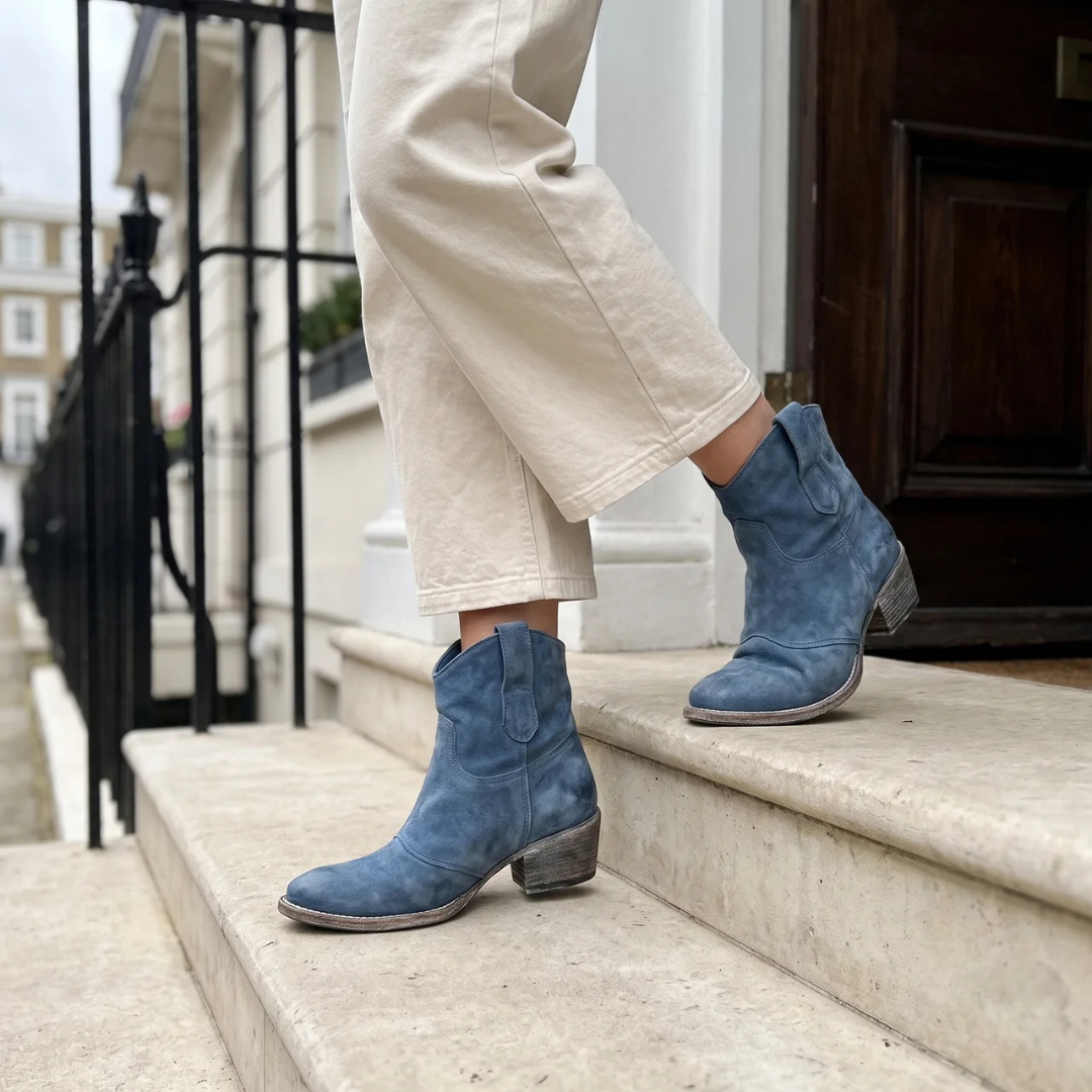 Josephine - Faux Suede Western Ankle Boots