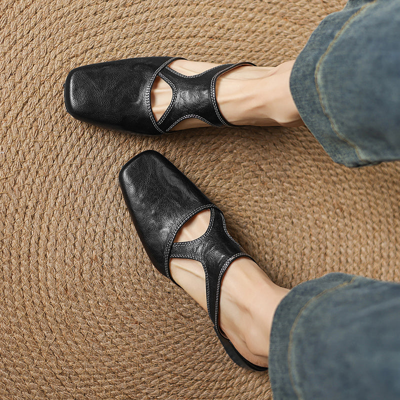 Isobel - Square-Toe Block Heel Mules