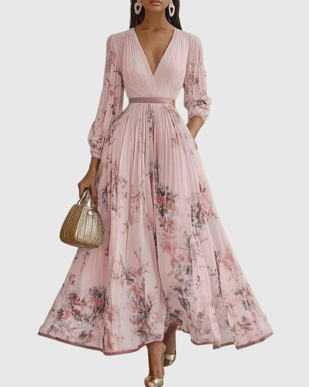 Rowella - Elegant Pleated Maxi Dress