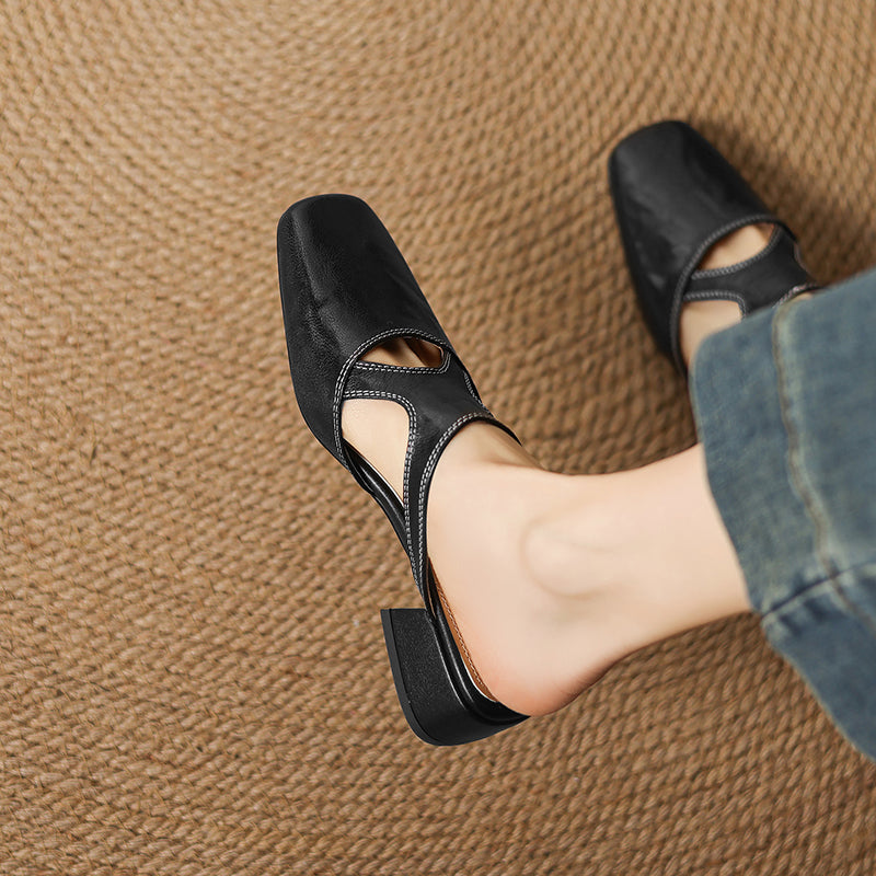 Isobel - Square-Toe Block Heel Mules