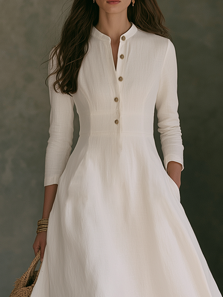 Orla - Mandarin Collar A-Line Maxi Dress