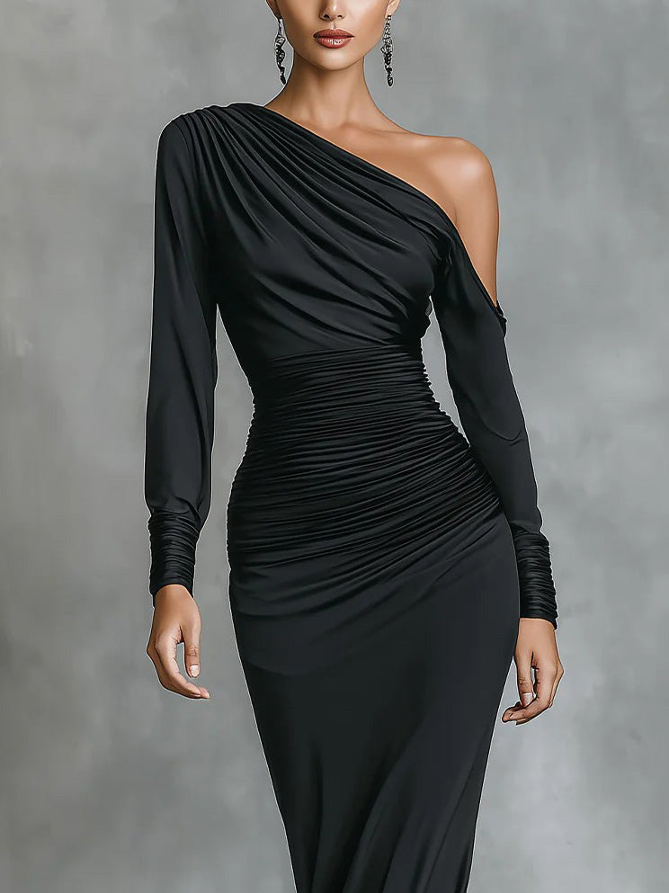 Ottilie - Asymmetric Ruched Maxi Dress