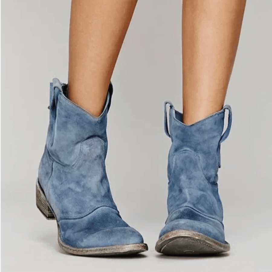 Josephine - Faux Suede Western Ankle Boots