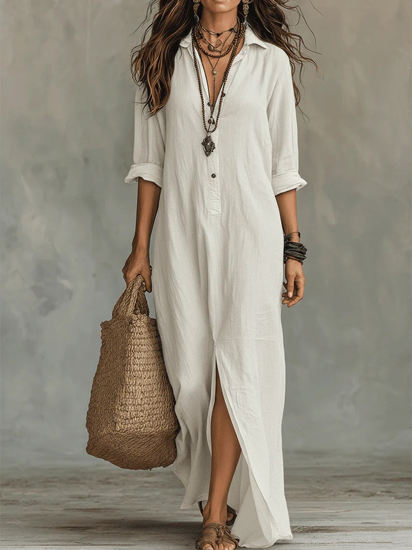 Maeve - Relaxed Black Maxi Shirt Dress