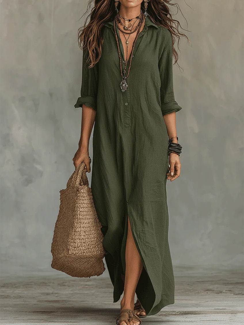 Maeve - Relaxed Black Maxi Shirt Dress