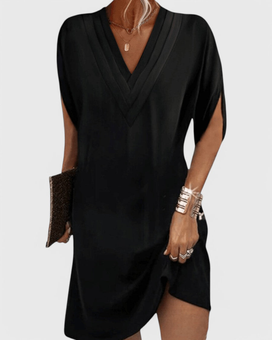 Saskia - Draped V-Neck Shift Dress