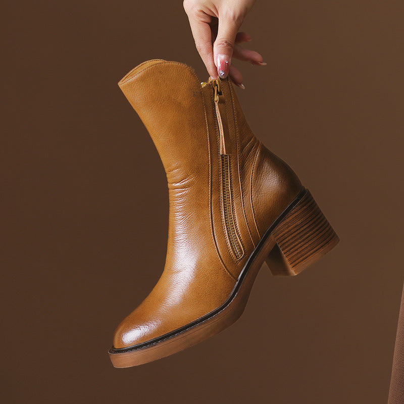 Hedda | Comfortable Block-Heel Ankle Boots with Side Zip