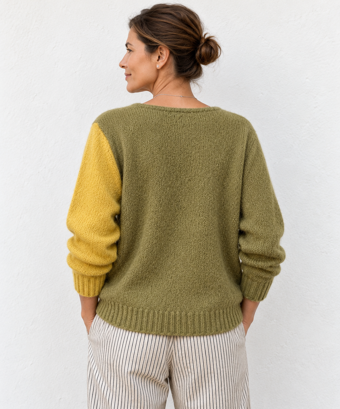 Elena | Asymmetric Colour-Block Knitted Jumper