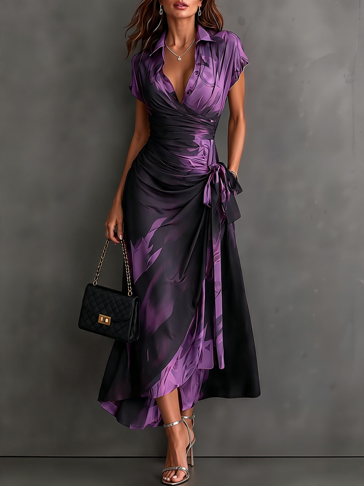Romilly - Abstract Print Wrap Midi Dress