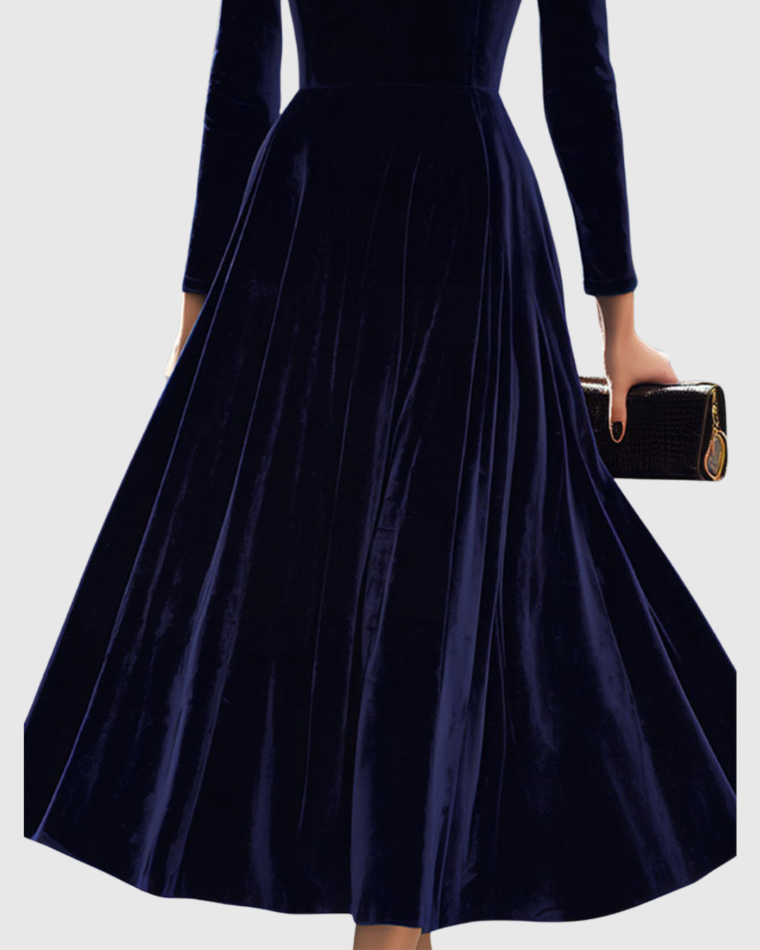 Sibella - Navy Long-Sleeve Midi Dress