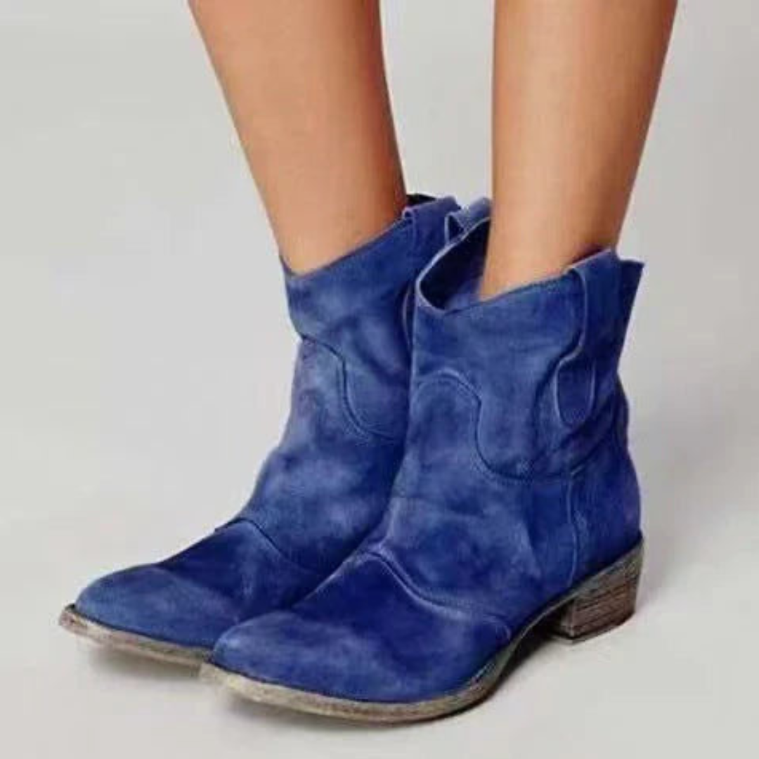 Josephine - Faux Suede Western Ankle Boots