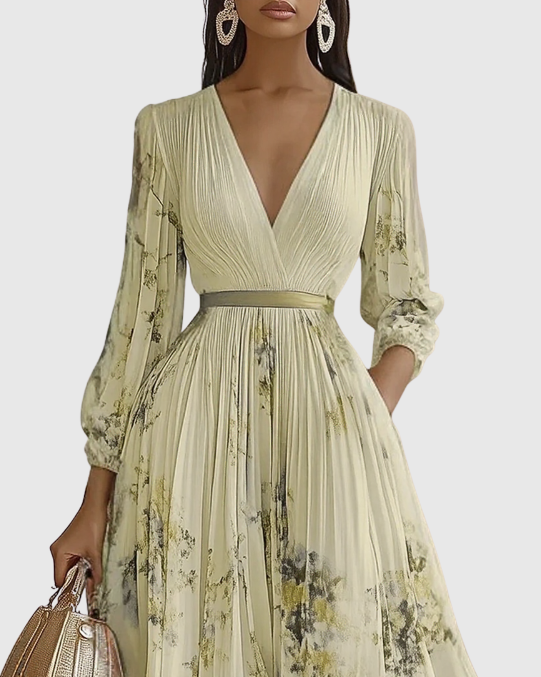 Rowella - Elegant Pleated Maxi Dress