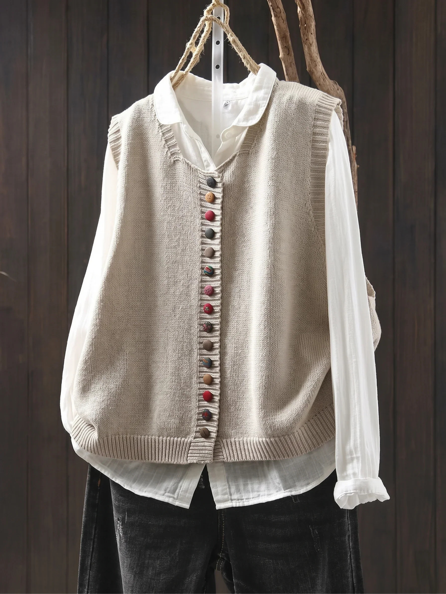 Gun | Elegant Knitted Waistcoat with Colourful Buttons