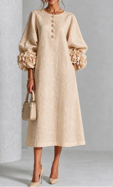 Arabella - Rose-Cuff Midi Dress