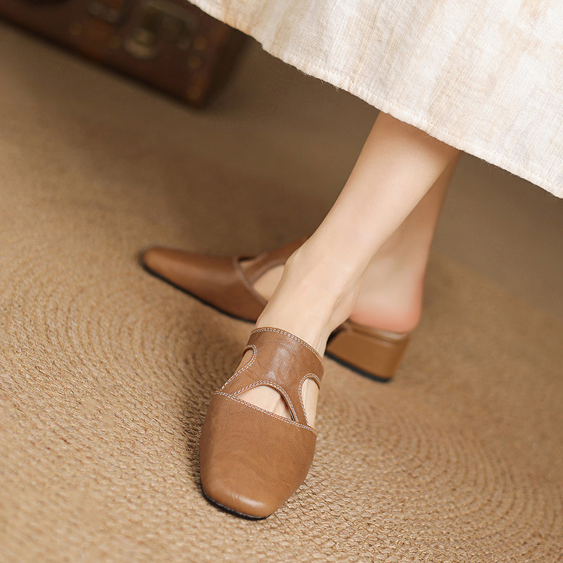 Isobel - Square-Toe Block Heel Mules