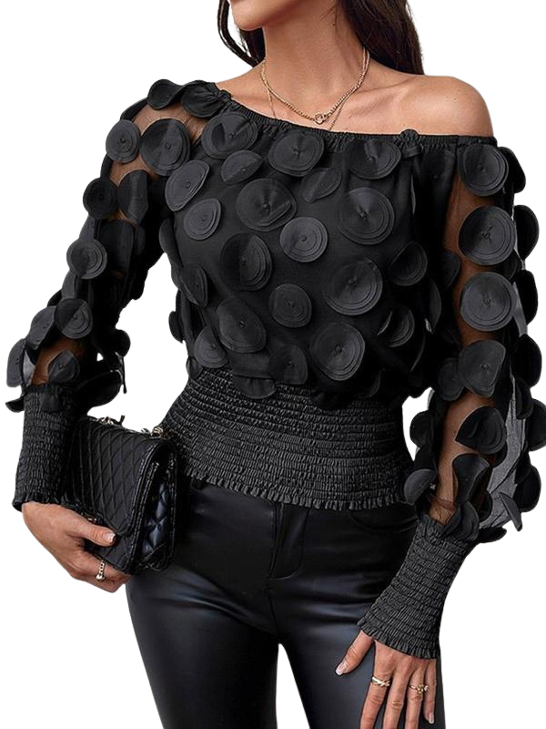 GWYN™ – Sheer Bishop Sleeve Blouse with Soft Shirred Detail