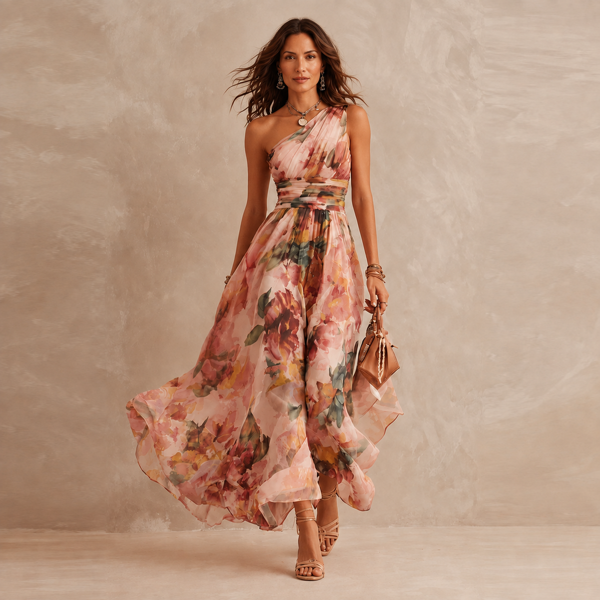 Oriana - One-Shoulder Floral Maxi Dress