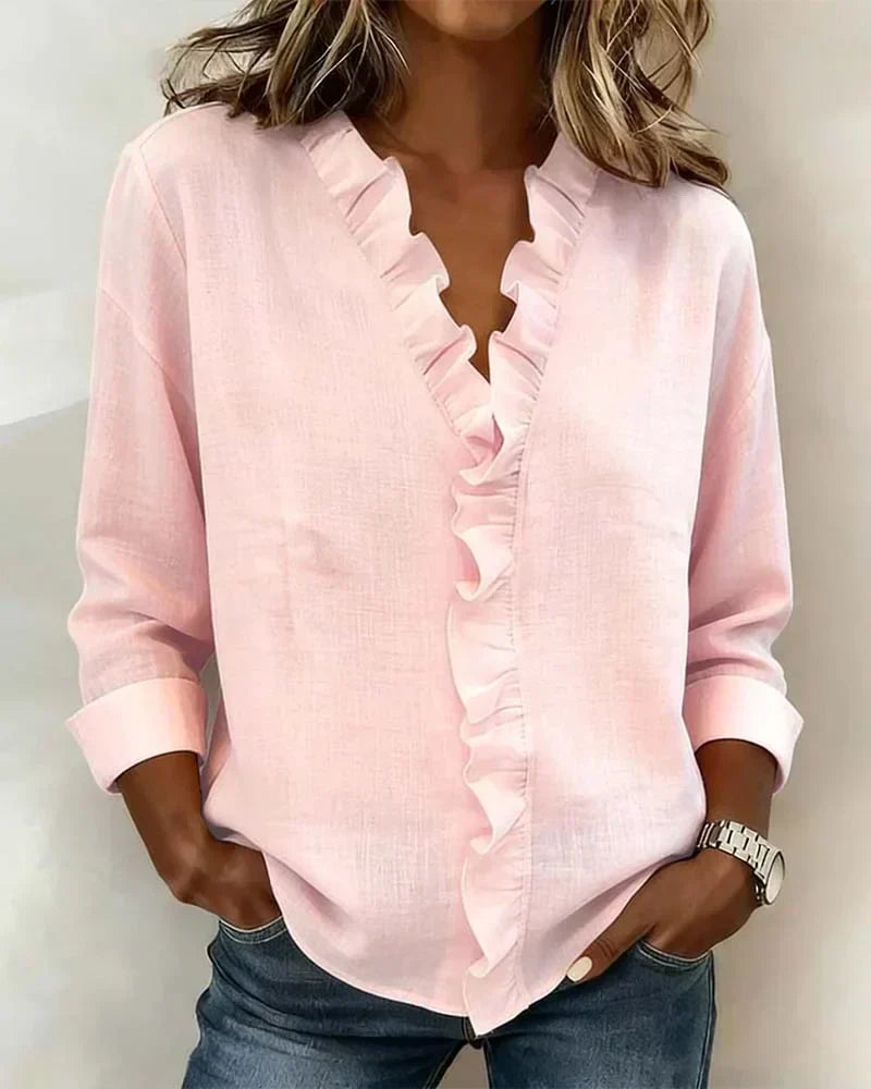 Odette - Ruffled V-Neck Blouse