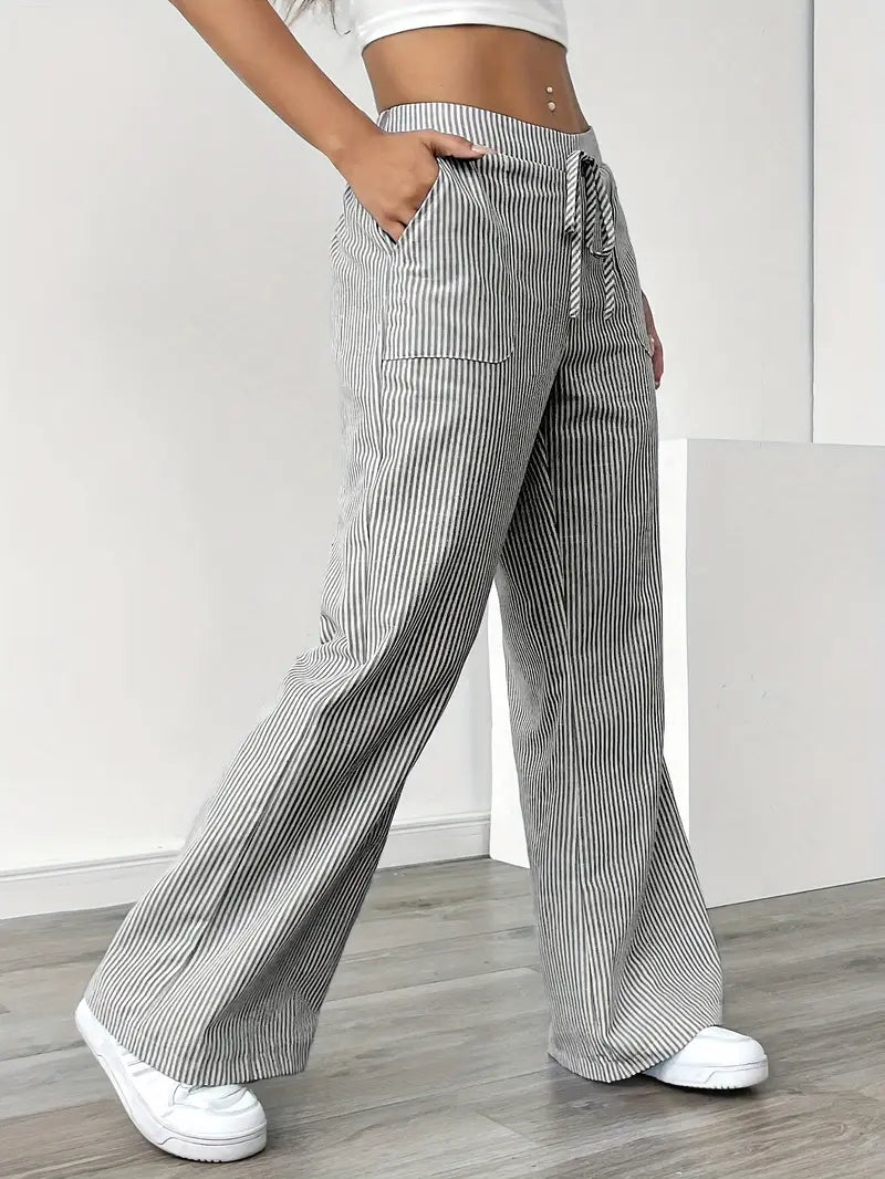 Alina™ | Elegant Striped Trousers with Pockets