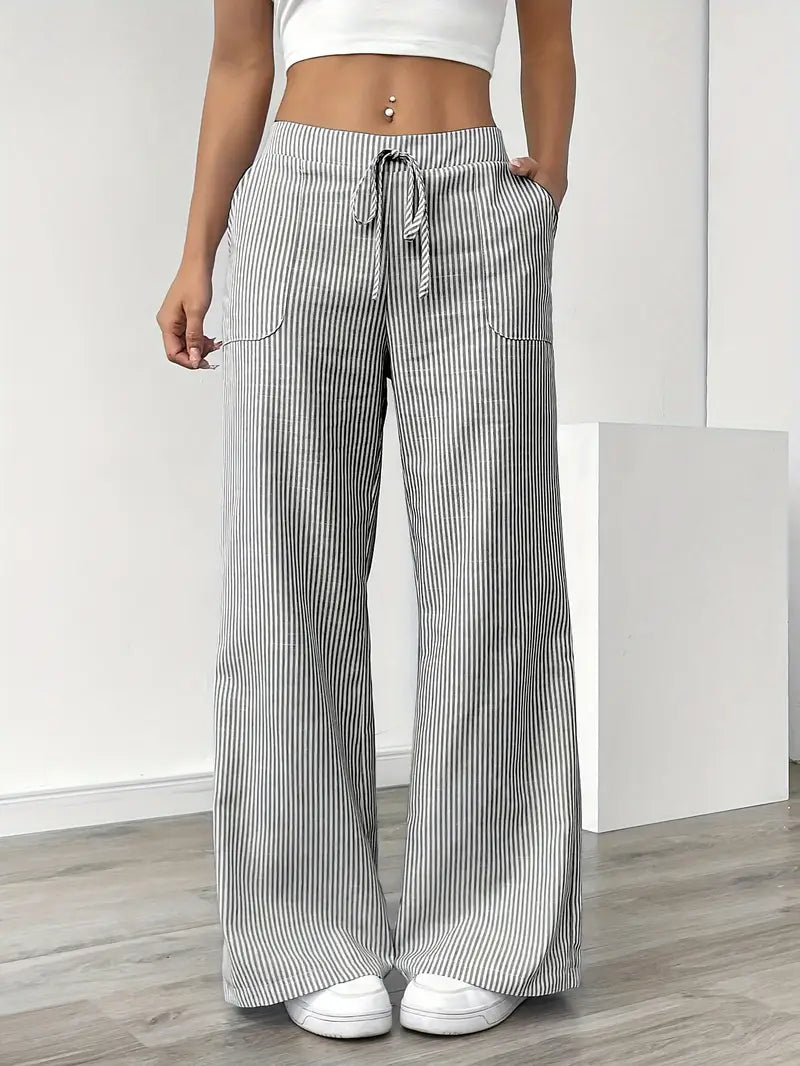 Alina™ | Elegant Striped Trousers with Pockets