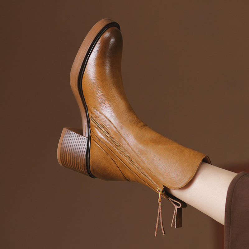 Hedda | Comfortable Block-Heel Ankle Boots with Side Zip
