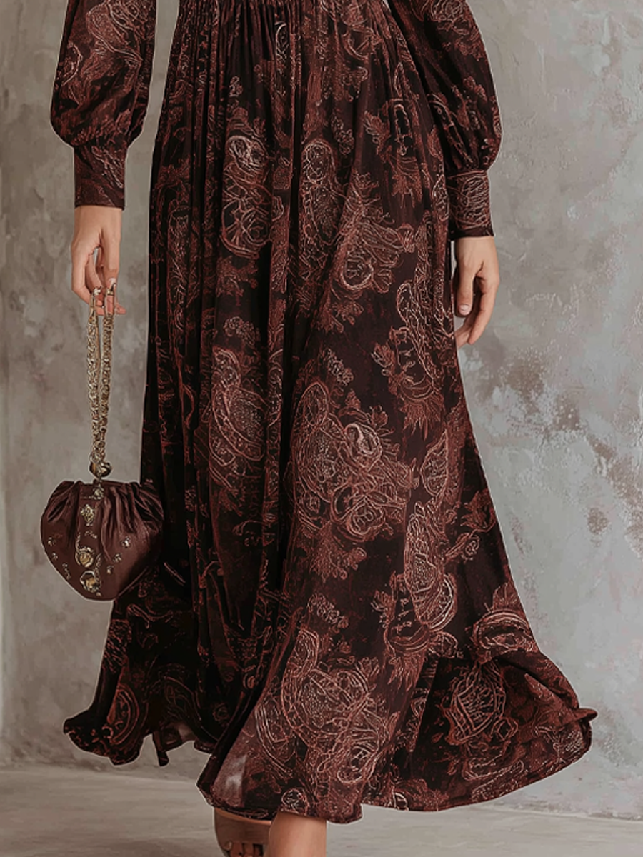 Romilly - Paisley Print Zip-Waist Maxi Dress