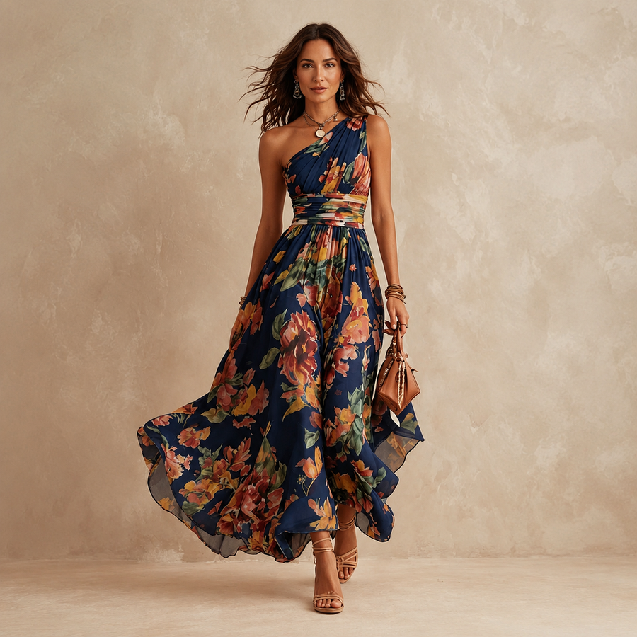 Oriana - One-Shoulder Floral Maxi Dress