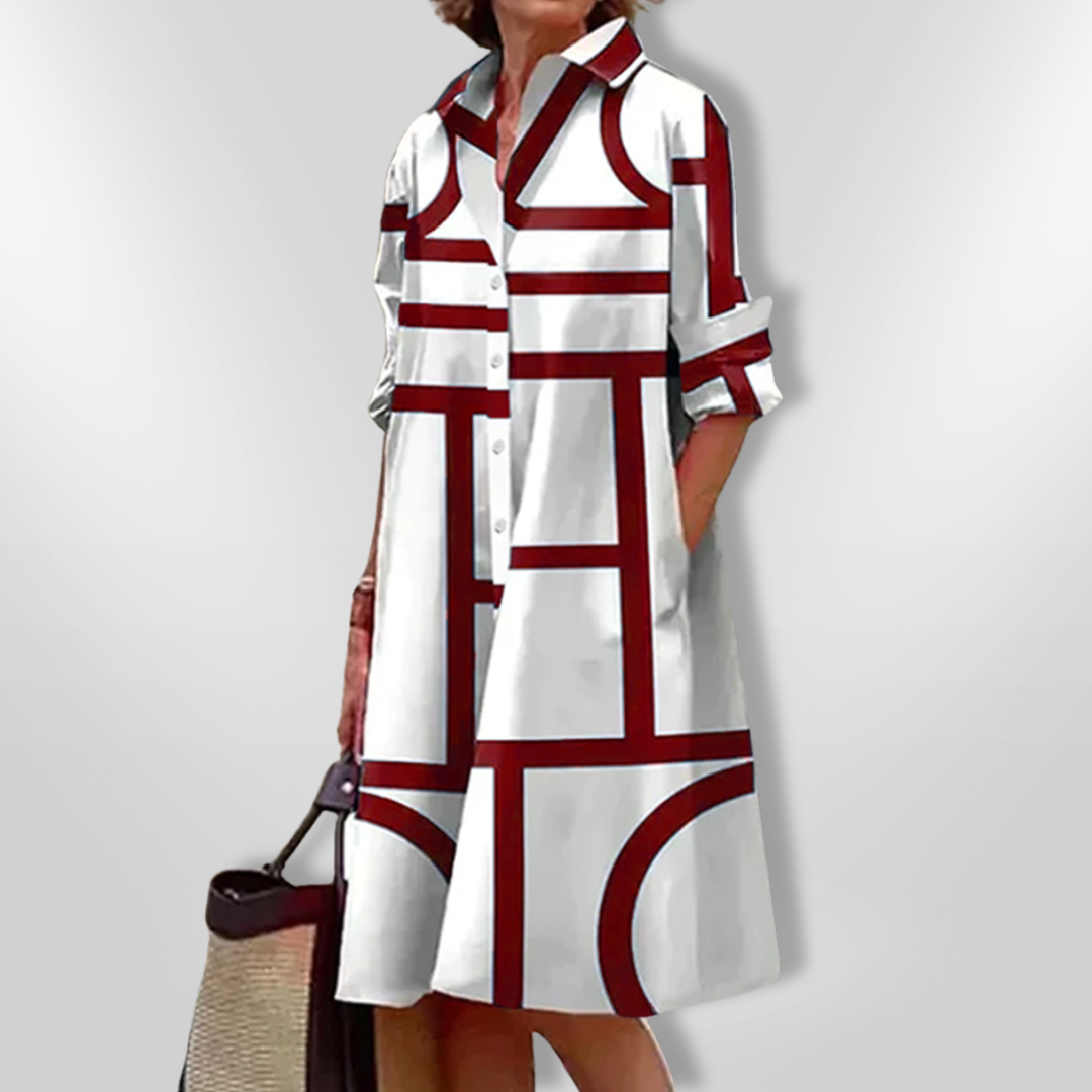 Camilla | Midi Dress with Geometric Design