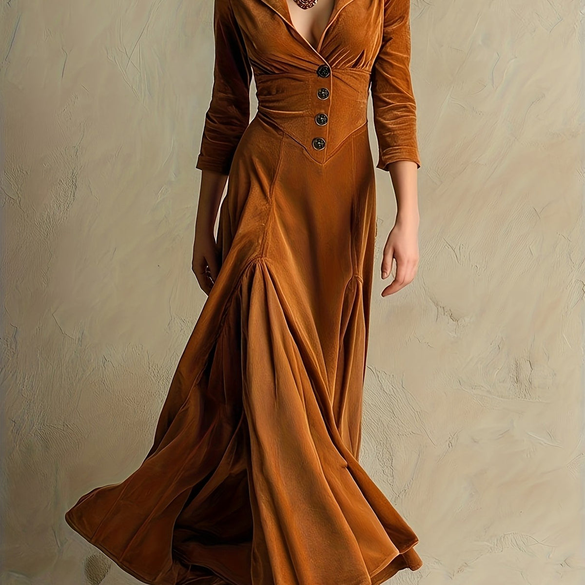 Beatrice - Collared Button-Front Maxi Dress