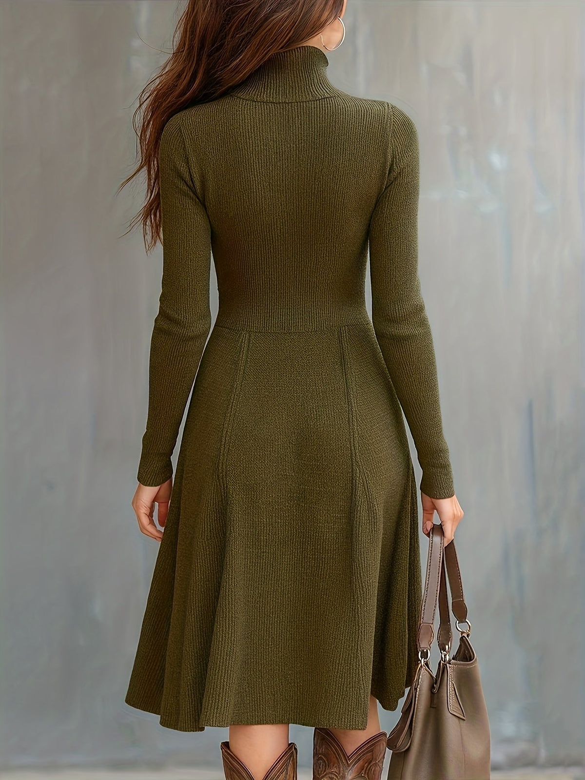 Felicity - Ribbed Knit Zip-Front Midi Dress