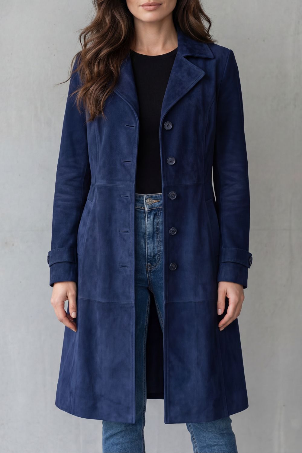 Sofia | Vintage Suede-Look Long Coat