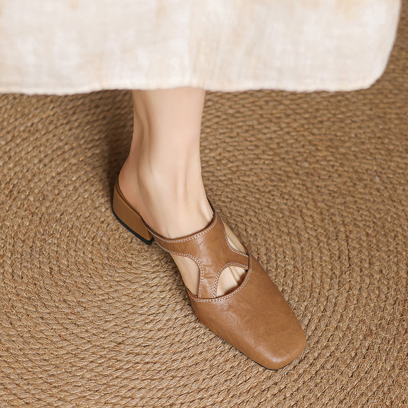 Isobel - Square-Toe Block Heel Mules