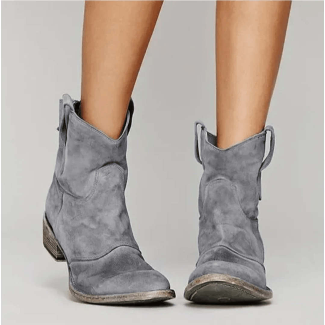 Josephine - Faux Suede Western Ankle Boots