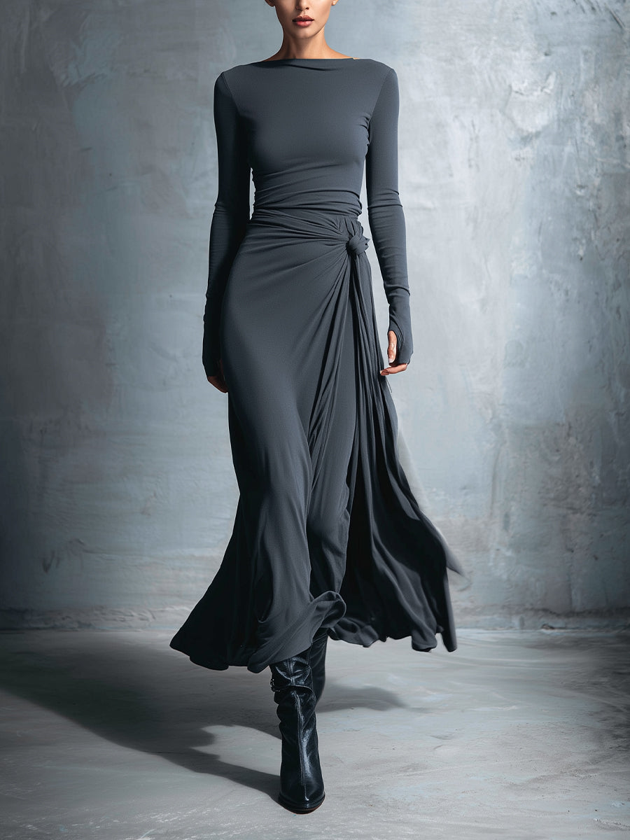 Vivienne - Draped Side-Tie Maxi Dress