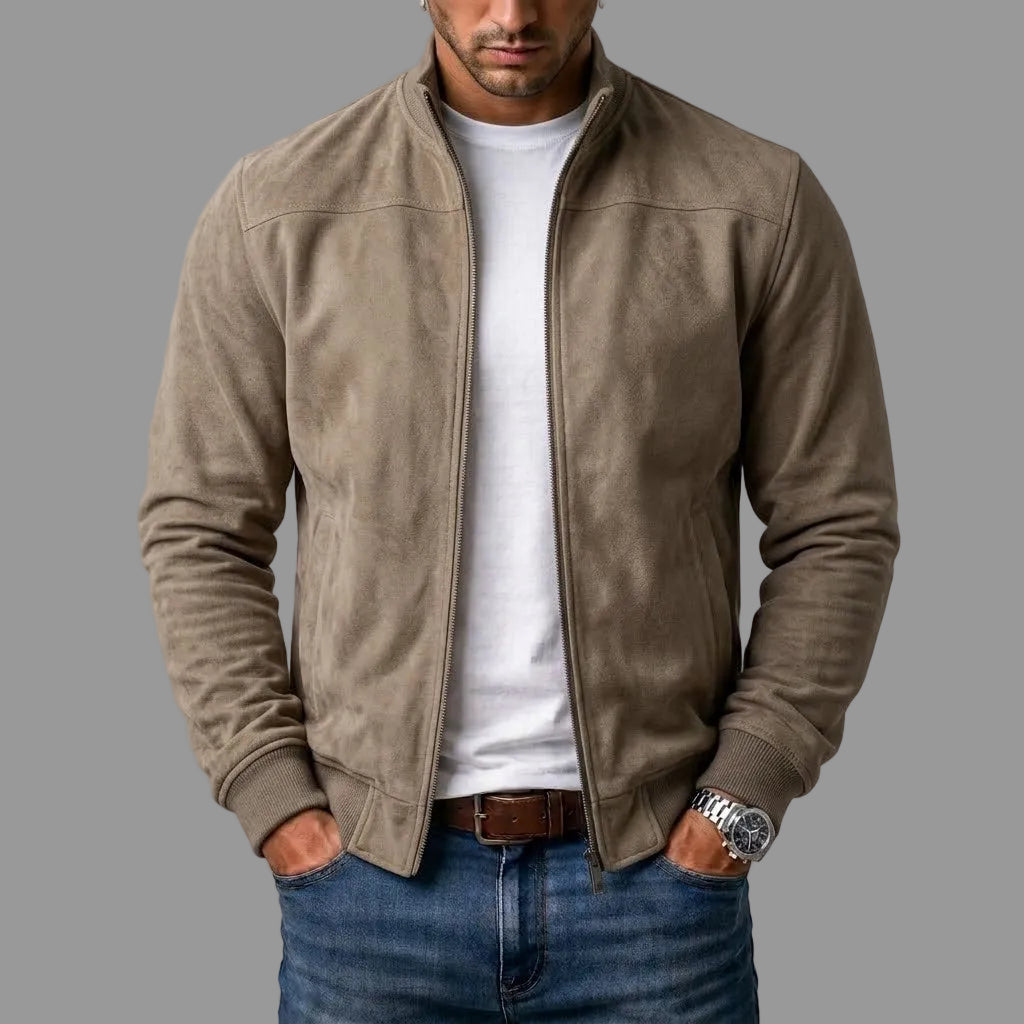 Freya - Faux Suede Bomber Jacket